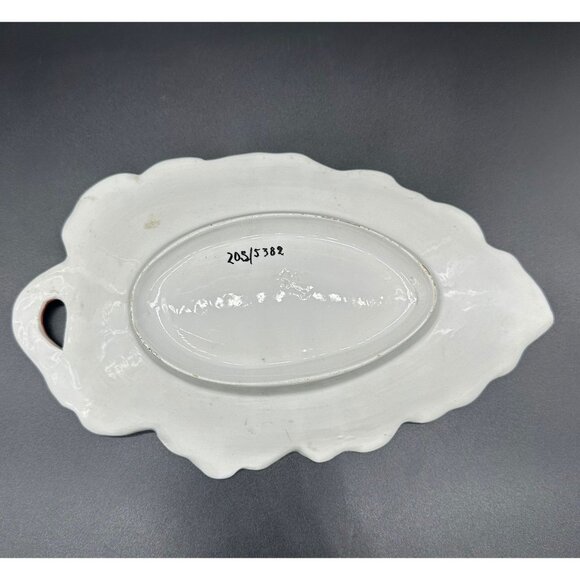 Vintage Italian Pottery Leaf Dish Strawberries Gold Decorative Vanity Tray Italy - Picture 4 of 10